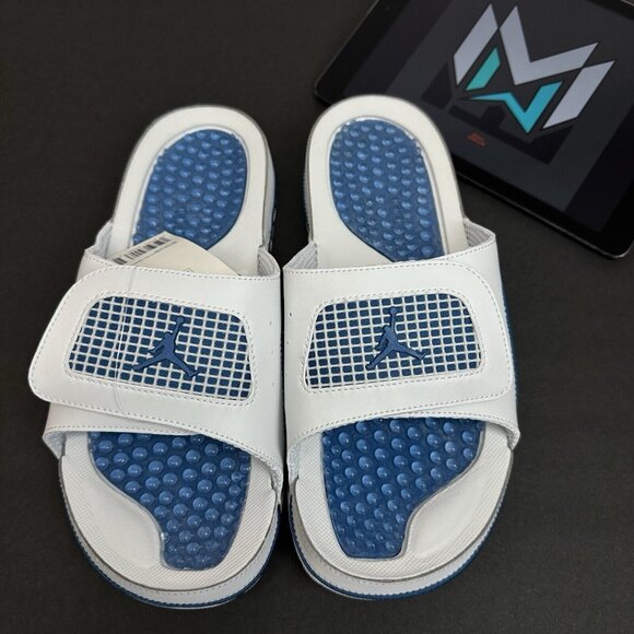 Jordan Hydro 4 IV Retro Slide Sandals White Industrial Blue 532225-141 Men’s - Picture 6 of 11